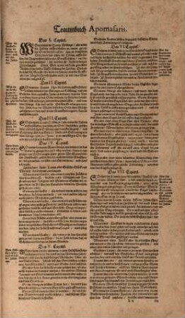 Traumbuch Apomasaris, Das ist: Kurtze Außlegung und Bedeutung der Träume nach der Lehr der Indianer, Persianer, Egypter und Araber