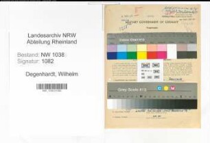 Entnazifizierung Wilhelm Degenhardt , geb. 11.09.1894 (Bezirksingenieur)