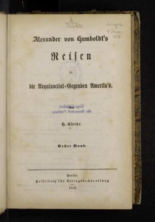 Bd. 1: Alexander von Humboldt's Reisen in Amerika und Asien : eine Darstellung seiner wichtigsten Forschungen
