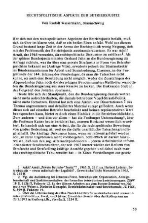 Rechtspolitische Aspekte der Betriebsjustiz