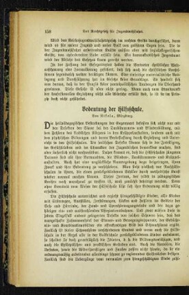 Bedeutung der Hilfsschule