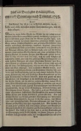 Fünf und Dreyßigstes Erbauungsblatt, am 11ten Sonntage nach Trinitat. 1793.