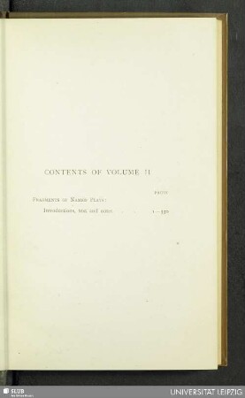 Contents of volume II