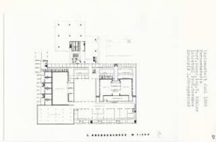 Fernsehstudio (Diplomarbeit bei Bernhard Hermkes): Grundriss 1. Obergeschoss 1:200