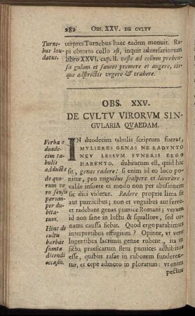 Obs. XXV. De Cultu Virorum Singularia Quaedam.