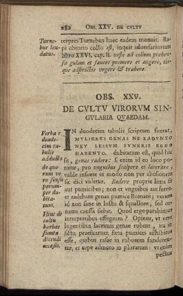 Obs. XXV. De Cultu Virorum Singularia Quaedam.