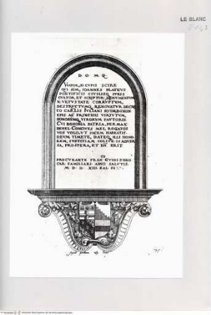 Monumenta clarorum doctrina praecipuè ..., Tafel 75: Grabplatte des Giovanni Plateo(?) in Bologna, San Pietro
