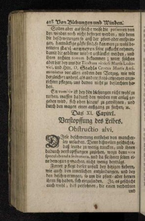 Dqas XI. Capitel. Verstopffung des Leibes. Obstructio alvi.