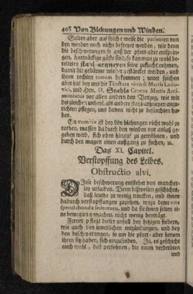 Dqas XI. Capitel. Verstopffung des Leibes. Obstructio alvi.