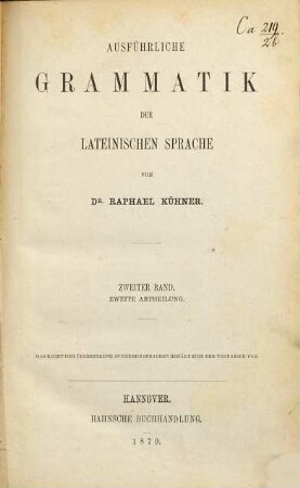 Ausführliche Grammatik der lateinischen Sprache, 2,2