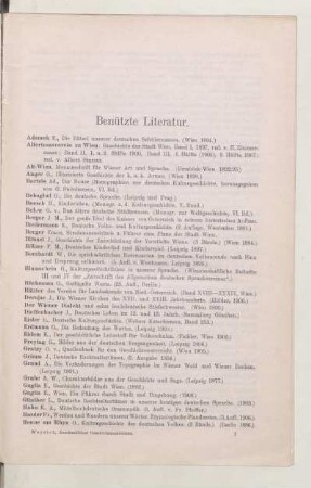 Benützte Literatur