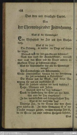 Das drey und dreyßigste Capitel. Von der Chronologie oder Zeitrechnung