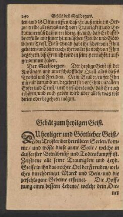 Gebät zum heyligen Geist.