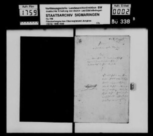 Gutsübergabe des Dionys Reisacher in Inneringen an seinen Sohn Martin