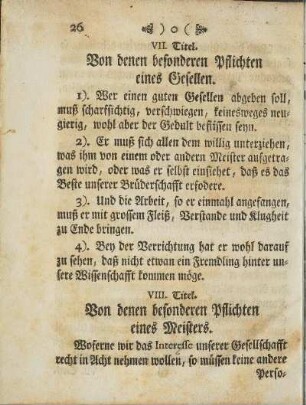 VII. Titel. Von denen besonderen Pflichten eines Gesellen