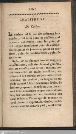 Chapitre VII. Du Cochon