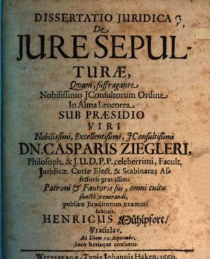 Diss. ... de iure sepulturae