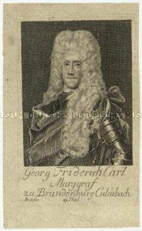 Brustbildnis des Georg Friedrich Karl Markgraf von Brandenburg-Bayreuth mit Allongeperücke, Harnisch und Umhang