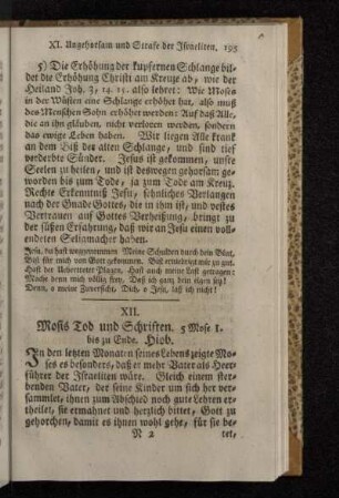 XII. Mosis Tod und Schriften. 5 Mose 1. bis zu Ende. Hiob.