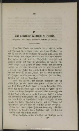 IV. Das Armenhaus Wangelist bei Hameln