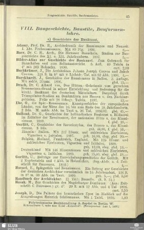 VIII. Baugeschichte, Baustile, Bauformenlehre