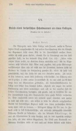 270-276 Briefe eines katholischen Schulmannes an einen Collegen : erster Brief
