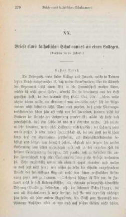 270-276 Briefe eines katholischen Schulmannes an einen Collegen : erster Brief