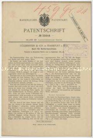 Patentschrift eines Quirls für Buttermaschinen, Pate5644nt-Nr.3