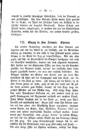 Einzug in San Antonio. Cholera