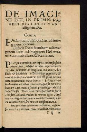 De Imagine Dei, In Primis Parentibus Conditis Ad effigiem Dei.
