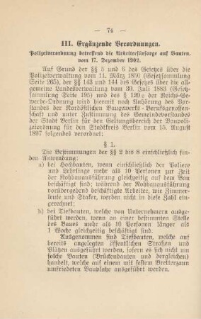 III. Ergänzende Verordnungen