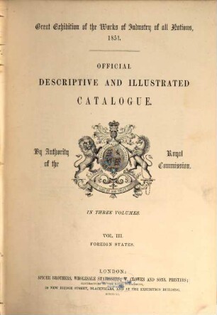 Official descriptive and illustrated catalogue : in three volumes, Vol. 3. Foreign states