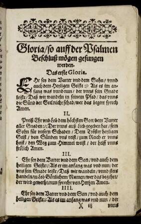 Gloria/ so auff der Psalmen Beschluß mögen gesungen werden.
