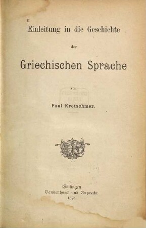 Einleitung in die Geschichte der griechischen Sprache