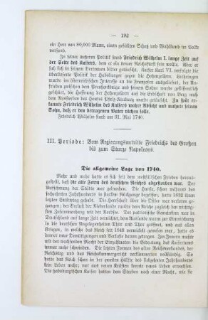 III. Periode: Vom Regierungsantritte Friedrichs des Großen bis zum Sturze Napoleons