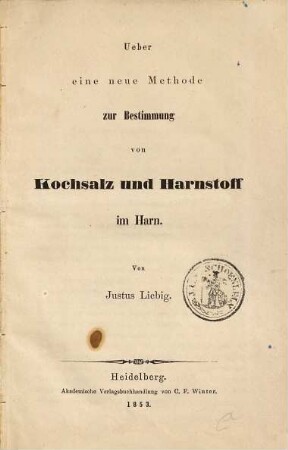 Ueber eine neue Methode zur Bestimmung von Kochsalz und Harnstoff im Harn