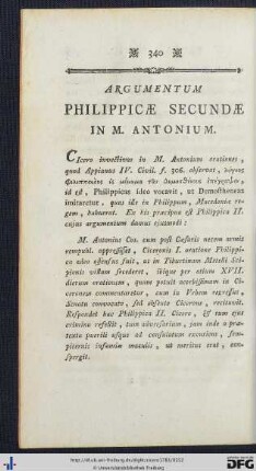 Argumentum Philippicae Secundae In M. Antonium.