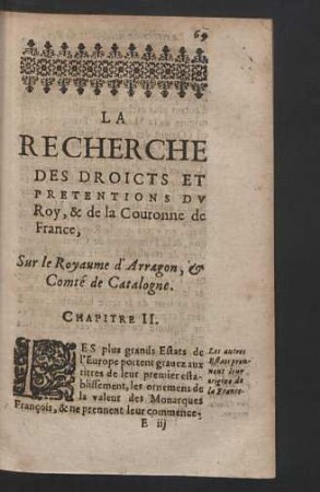 Sur le Royaume d`Arragon, & Comté de Catalogne. Chapitre II.