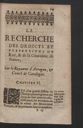 Sur le Royaume d`Arragon, & Comté de Catalogne. Chapitre II.