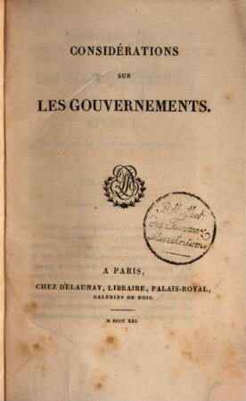 Considérations sur les gouvernements