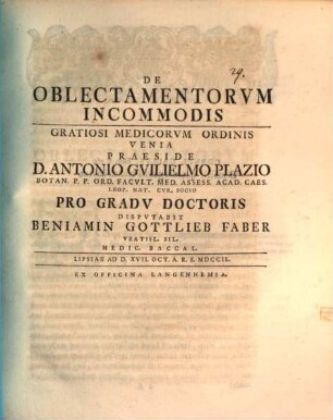 De oblectamentorum incommodis
