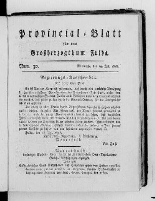 Num. 30, Ausgabe vom 29. Juli 1818