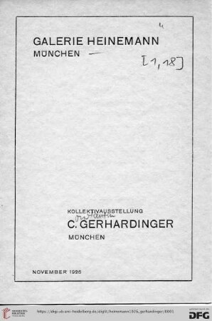 Kollektivausstellung C. Gerhardinger München : November 1926