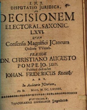 Disp. iur. ad decisionem electoralem Sax. LXVI