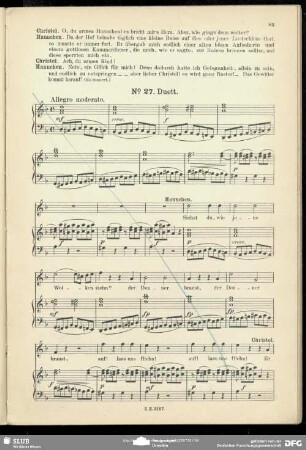 No. 27 Duett: "Siehst du wie jene Wolken ziehn"