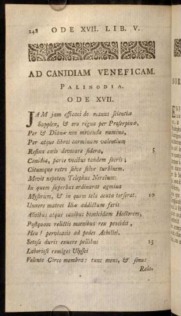 248-257, Ode XVII. - Canidiae Responsio. / Reponse de Canidie.