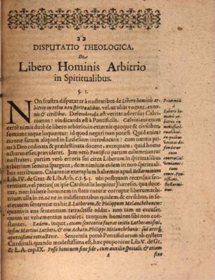 Disputatio Theologica De Libero Hominis Arbitrio In Spiritualibus