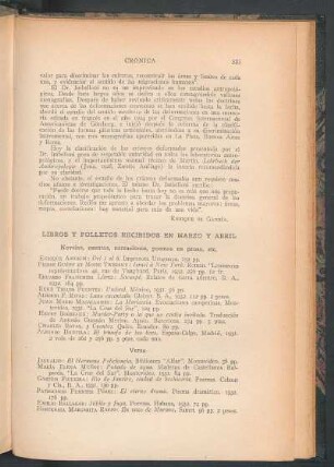Libros y folletos recibidos en Marzo y Abril