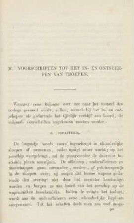 M. Voorschriften tot het in- en ontschepen van troepen