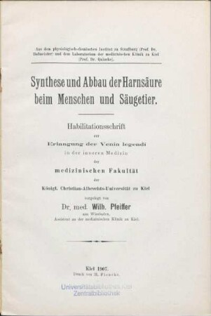 Synthese und Abbau der Harnsäure beim Menschen und Säugetier